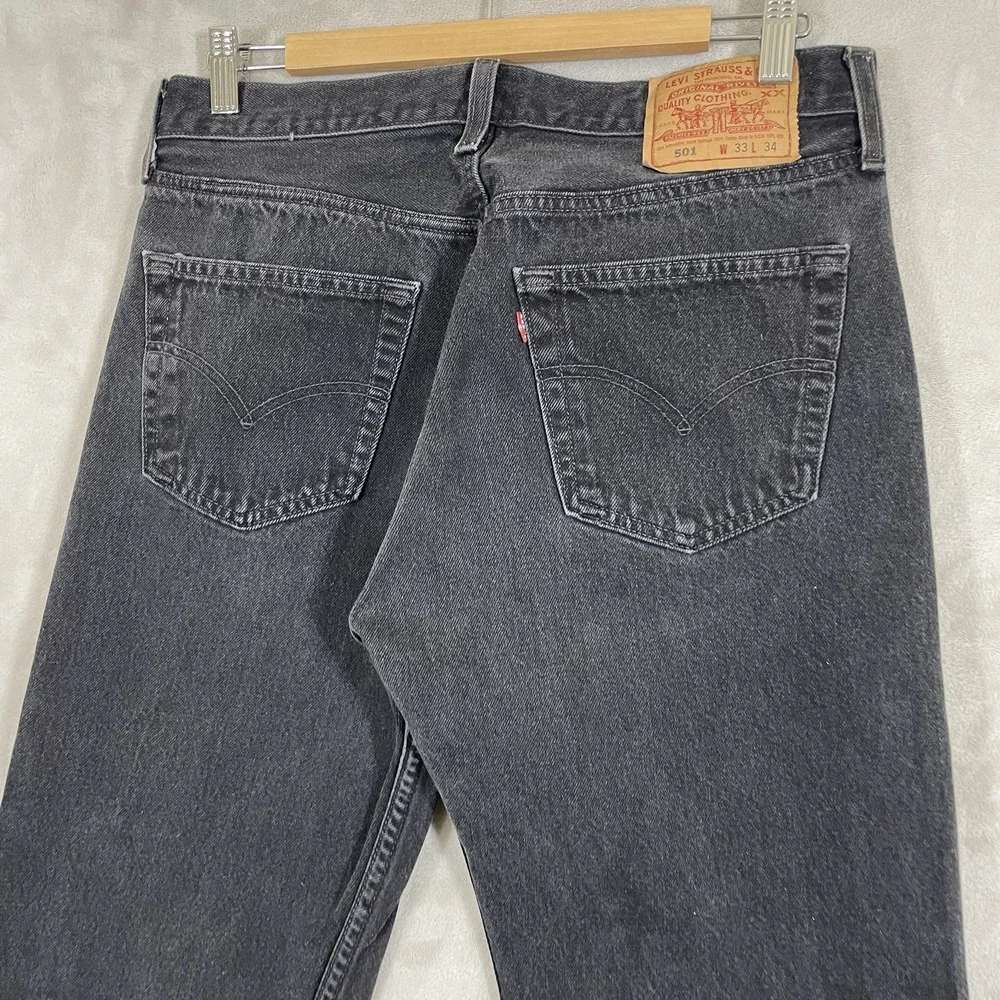 Vintage 90s Levis 501-0660 Jeans Mens 33x34 (fit 32x33) Made in USA Black EXCLNT